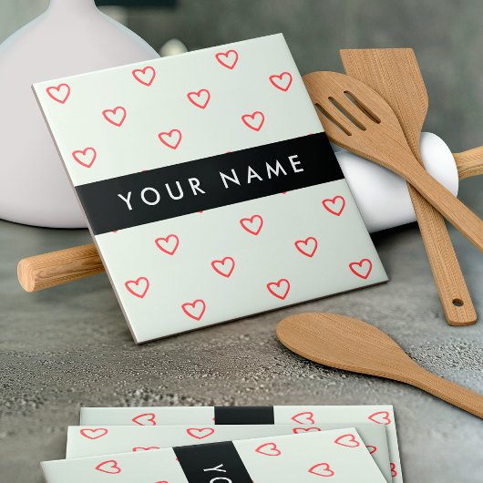 Red Hearts Muster, Liebe, Ihr Name, Personalisiere Fliese