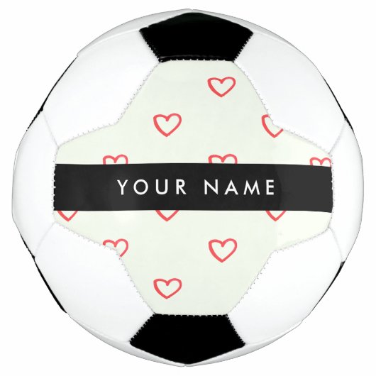 Red Hearts Muster, Liebe, Ihr Name, Personalisiere Fußball (Vorderseite)