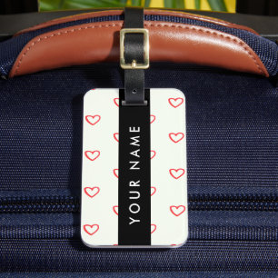 Red Hearts Muster, Liebe, Ihr Name, Personalisiere Gepäckanhänger