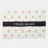 Red Hearts Muster, Liebe, Ihr Name, Personalisiere Geschirrtuch (Horizontal)