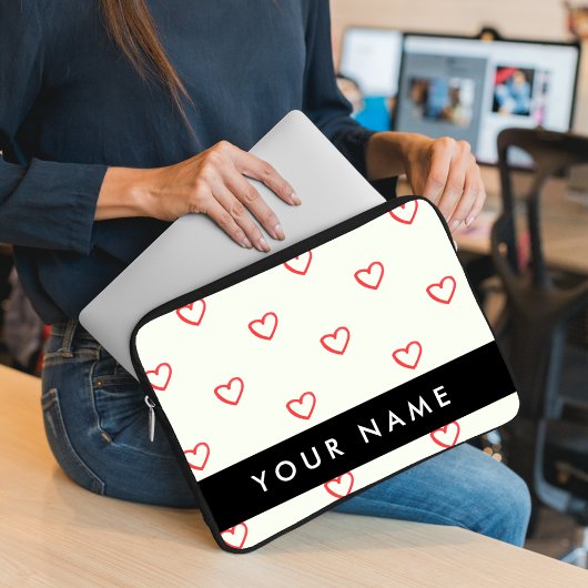 Red Hearts Muster, Liebe, Ihr Name, Personalisiere Laptopschutzhülle