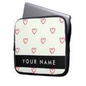 Red Hearts Muster, Liebe, Ihr Name, Personalisiere Laptopschutzhülle (Vorderseite Links)