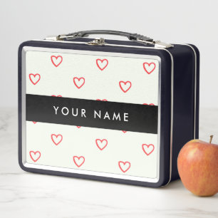 Red Hearts Muster, Liebe, Ihr Name, Personalisiere Metall Brotdose