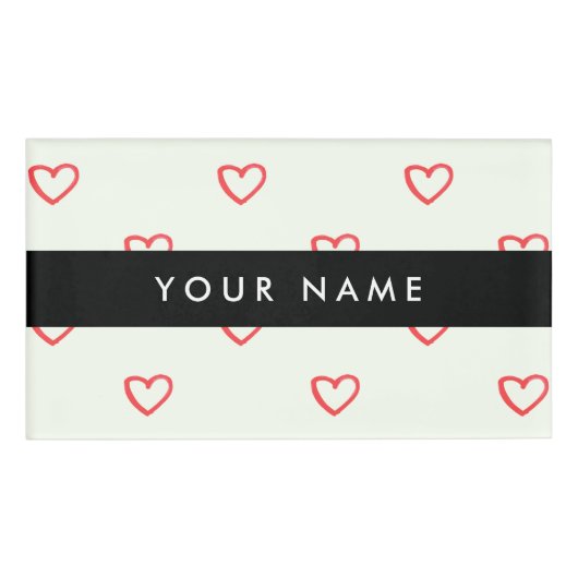Red Hearts Muster, Liebe, Ihr Name, Personalisiere Namenschild (Vorderseite)