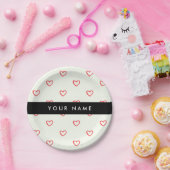Red Hearts Muster, Liebe, Ihr Name, Personalisiere Pappteller (Party)