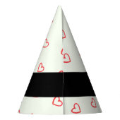 Red Hearts Muster, Liebe, Ihr Name, Personalisiere Partyhütchen (Rückseite)