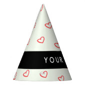Red Hearts Muster, Liebe, Ihr Name, Personalisiere Partyhütchen (Links)