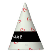Red Hearts Muster, Liebe, Ihr Name, Personalisiere Partyhütchen (Rechts)