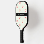 Red Hearts Muster, Liebe, Ihr Name, Personalisiere Pickleball Schläger (Links)