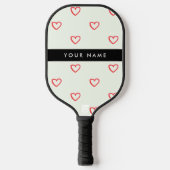 Red Hearts Muster, Liebe, Ihr Name, Personalisiere Pickleball Schläger (Vorderseite)