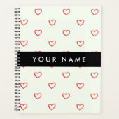 Red Hearts Muster, Liebe, Ihr Name, Personalisiere Planer (Vorderseite)