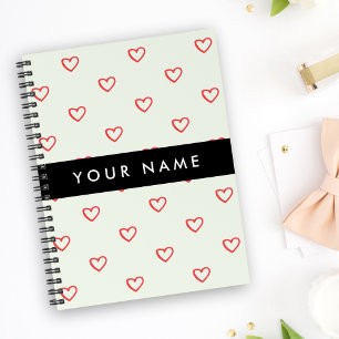 Red Hearts Muster, Liebe, Ihr Name, Personalisiere Planer
