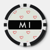 Red Hearts Muster, Liebe, Ihr Name, Personalisiere Pokerchips (Vorderseite)