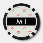 Red Hearts Muster, Liebe, Ihr Name, Personalisiere Pokerchips (Rückseite)