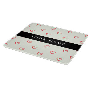 Red Hearts Muster, Liebe, Ihr Name, Personalisiere Schneidebrett