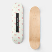 Red Hearts Muster, Liebe, Ihr Name, Personalisiere Skateboard (Vorderseite)