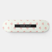 Red Hearts Muster, Liebe, Ihr Name, Personalisiere Skateboard (Horizontal)