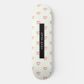 Red Hearts Muster, Liebe, Ihr Name, Personalisiere Skateboard (Vorderseite)