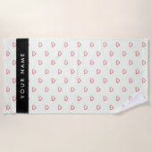Red Hearts Muster, Liebe, Ihr Name, Personalisiere Strandtuch (Vorderseite)