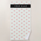 Red Hearts Muster, Liebe, Ihr Name, Personalisiere Strandtuch (Vorderseite)