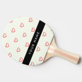 Red Hearts Muster, Liebe, Ihr Name, Personalisiere Tischtennis Schläger (Seitenansicht)