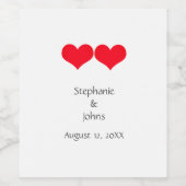 Red Hearts Niedlich Couple Wedding Valentinstag 20 Weinetikett (Einzelnes Label)