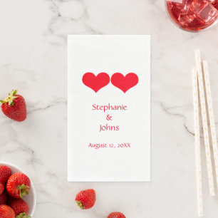 Red Hearts Niedlich Couple Wedding Verlobung Elega Serviette