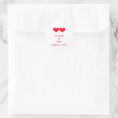 Red Hearts Niedlich Couple Wedding Verlobung Roman Runder Aufkleber (Tasche)