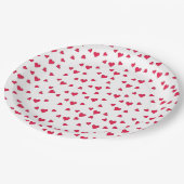 Red Hearts Niedlich Simple Whimsical Pattern Pappteller (Schrägansicht)