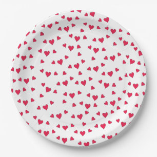 Red Hearts Niedlich Simple Whimsical Pattern Pappteller