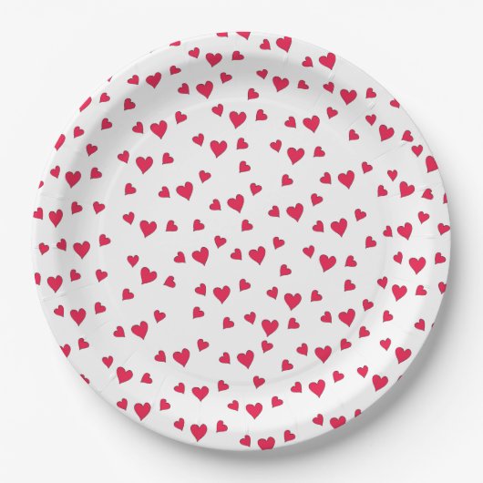 Red Hearts Niedlich Simple Whimsical Pattern Pappteller (Vorderseite)