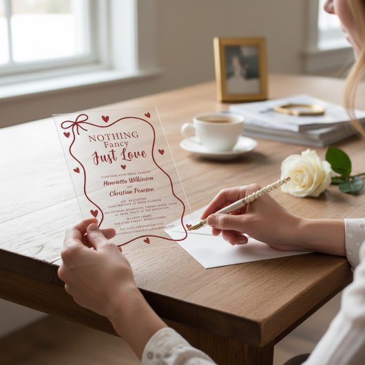 Red Hearts Nothing Fancy Just Love Script Acrylic  Acryleinladungen