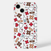 Red Hearts Nurse Doctor Pattern Case-Mate iPhone Hülle (Rückseite)