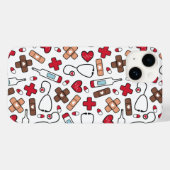 Red Hearts Nurse Doctor Pattern Case-Mate iPhone Hülle (Rückseite (Horizontal))