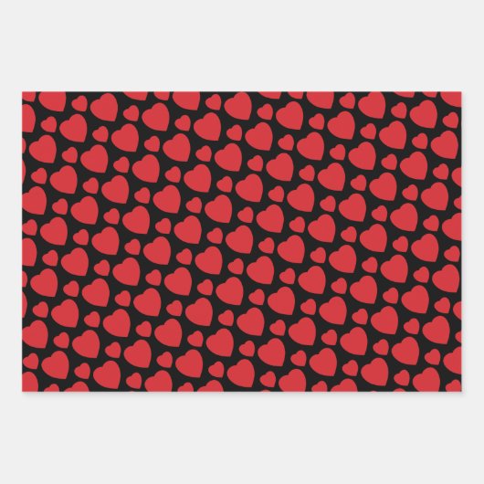 Red Hearts On Black Geschenkpapier Set (Vorderseite 3)