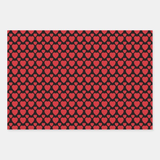 Red Hearts On Black Geschenkpapier Set (Vorderseite 2)