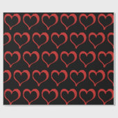 Red Hearts on Black Liebe Pattern Geschenkpapier (Flach)