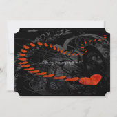 Red Hearts on Black Wirbel Wedding Einladung (Rückseite)