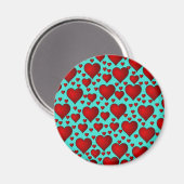 Red Hearts on Blue Background Magnet (Vorderseite/Rückseite)