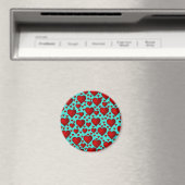 Red Hearts on Blue Background Magnet (In Situ (Geschirrspüler))