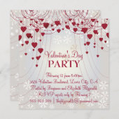 Red Hearts on Radiant White Valentines Party Einladung (Vorne/Hinten)