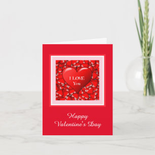 Red Hearts on Valentine's Day Note Card Feiertagskarte
