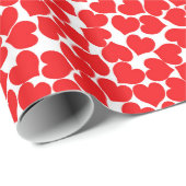 Red Hearts on White Geschenkpapier (Rolleneckpunkt)