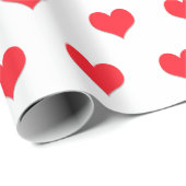 Red Hearts on White Geschenkpapier (Rolleneckpunkt)