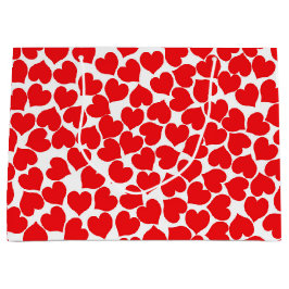 Red Hearts on White Große Geschenktüte