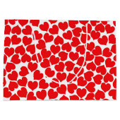 Red Hearts on White Große Geschenktüte (Rückseite)