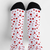 Red Hearts on White Socken (Oben)