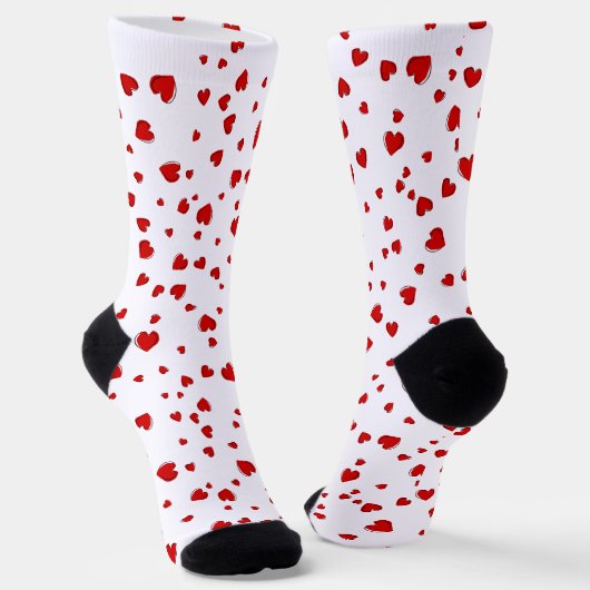 Red Hearts on White Socken (Gewinkelt)