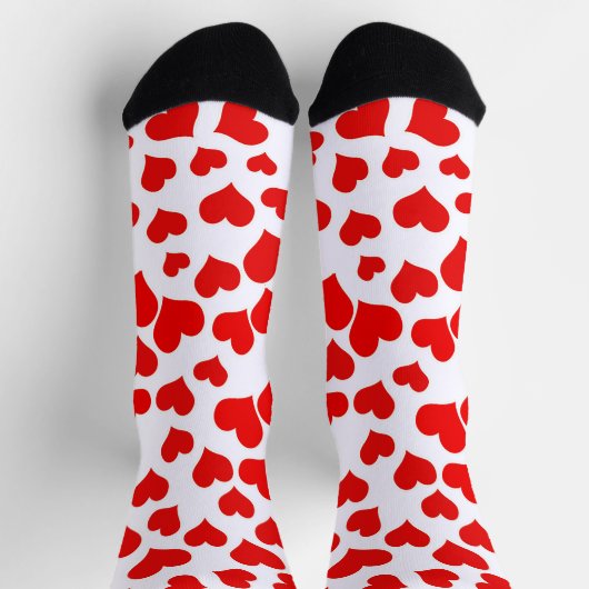 Red Hearts on White Socken (Oben)