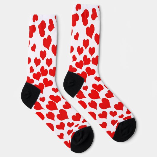 Red Hearts on White Socken (Rechts)